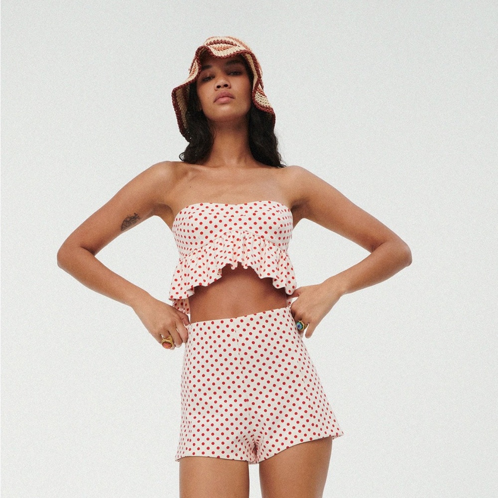 Zara Strapless Polka Dot top